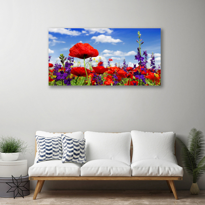 Tableaux sur toile Fleurs nature rouge bleu violet vert