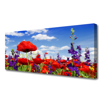 Tableaux sur toile Fleurs nature rouge bleu violet vert