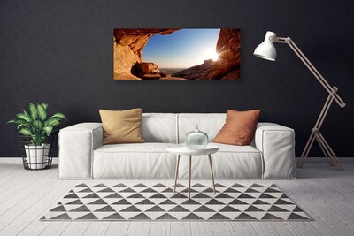 Tableaux sur toile Roche soleil paysage brun bleu