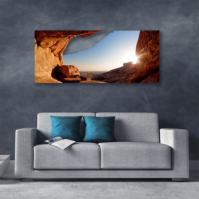 Tableaux sur toile Roche soleil paysage brun bleu