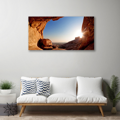 Tableaux sur toile Roche soleil paysage brun bleu