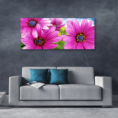 Tableaux sur toile Fleurs floral rose jaune bleu