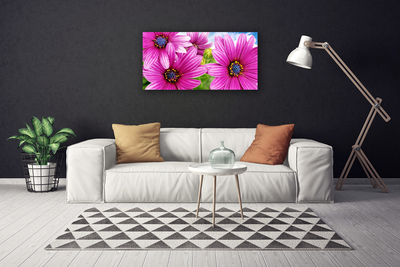 Tableaux sur toile Fleurs floral rose jaune bleu