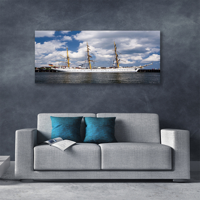 Tableaux sur toile Eau bateau paysage bleu blanc
