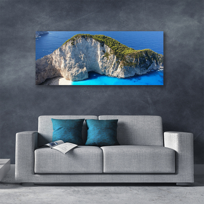 Tableaux sur toile Roche mer paysage gris vert bleu