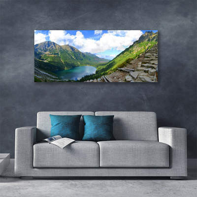 Tableaux sur toile Montagnes paysage gris vert bleu