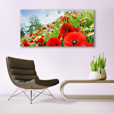 Tableaux sur toile Fleurs nature rouge vert