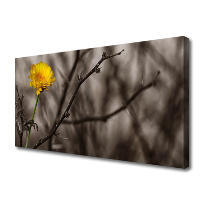 Tableaux sur toile Branche fleur floral gris jaune