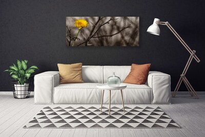 Tableaux sur toile Branche fleur floral gris jaune