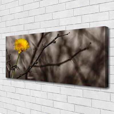 Tableaux sur toile Branche fleur floral gris jaune