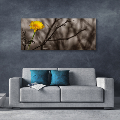 Tableaux sur toile Branche fleur floral gris jaune