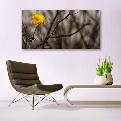 Tableaux sur toile Branche fleur floral gris jaune