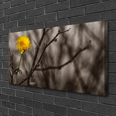 Tableaux sur toile Branche fleur floral gris jaune