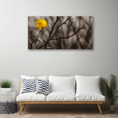 Tableaux sur toile Branche fleur floral gris jaune