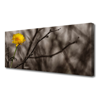 Tableaux sur toile Branche fleur floral gris jaune