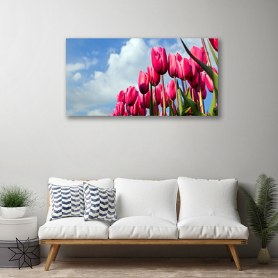 Tableaux sur toile Tulipe floral rose vert
