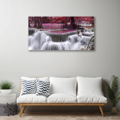 Tableaux sur toile Chute d'eau arbre nature blanc rose brun