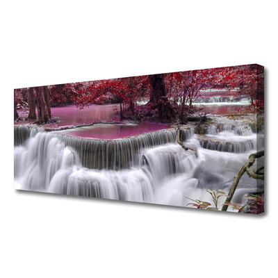 Tableaux sur toile Chute d'eau arbre nature blanc rose brun