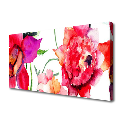 Tableaux sur toile Fleurs art rouge rose vert