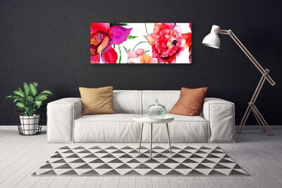 Tableaux sur toile Fleurs art rouge rose vert