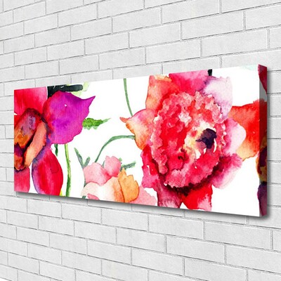 Tableaux sur toile Fleurs art rouge rose vert