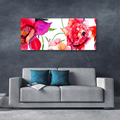 Tableaux sur toile Fleurs art rouge rose vert