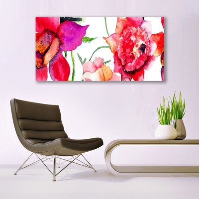 Tableaux sur toile Fleurs art rouge rose vert