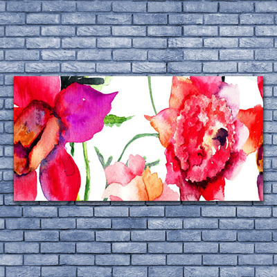 Tableaux sur toile Fleurs art rouge rose vert