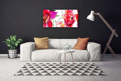 Tableaux sur toile Fleurs art rouge rose vert