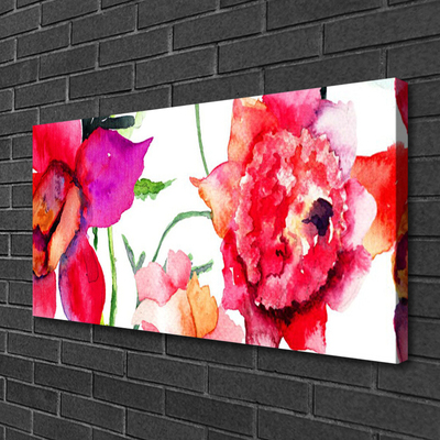 Tableaux sur toile Fleurs art rouge rose vert