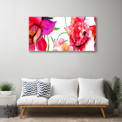 Tableaux sur toile Fleurs art rouge rose vert