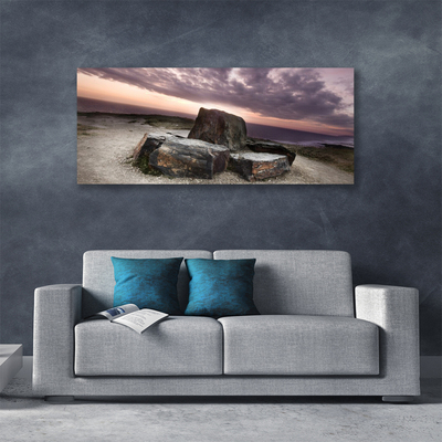 Tableaux sur toile Roche paysage gris rose