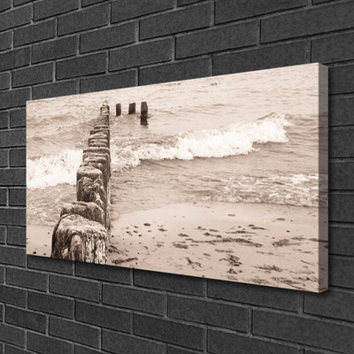 Tableaux sur toile Mer plage architecture sépia