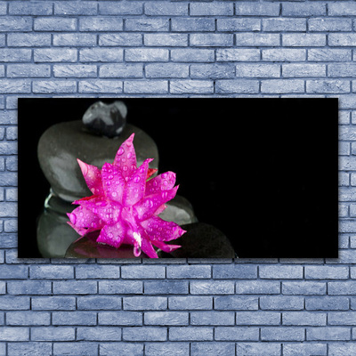 Tableaux sur toile Fleurs pierres floral rose gris