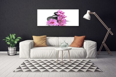 Tableaux sur toile Fleurs pierres floral rose gris