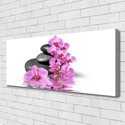 Tableaux sur toile Fleurs pierres floral rose gris