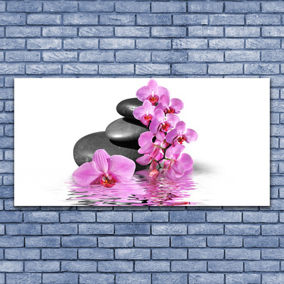 Tableaux sur toile Fleurs pierres floral rose gris