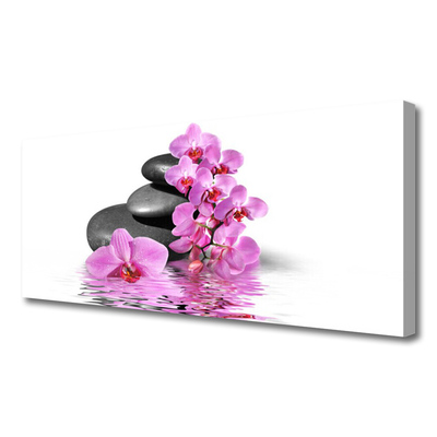 Tableaux sur toile Fleurs pierres floral rose gris