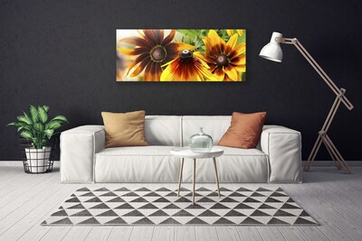 Tableaux sur toile Fleurs floral brun jaune