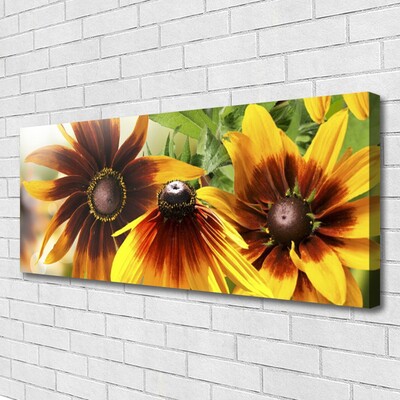 Tableaux sur toile Fleurs floral brun jaune