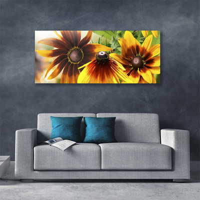 Tableaux sur toile Fleurs floral brun jaune