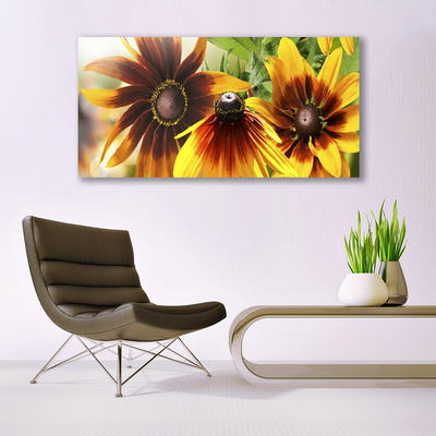 Tableaux sur toile Fleurs floral brun jaune