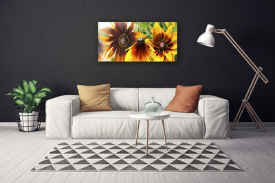 Tableaux sur toile Fleurs floral brun jaune