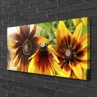 Tableaux sur toile Fleurs floral brun jaune