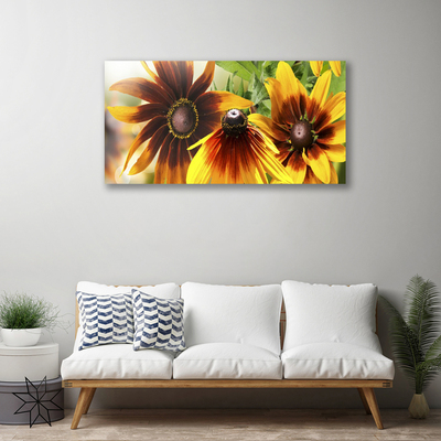 Tableaux sur toile Fleurs floral brun jaune