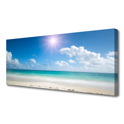 Tableaux sur toile Mer plage soleil paysage blanc bleu