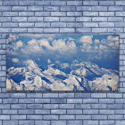 Tableaux sur toile Montagnes nuages paysage blanc bleu gris