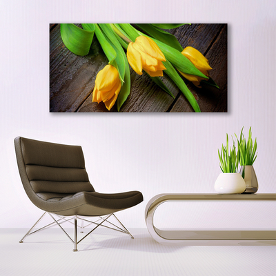 Tableaux sur toile Tulipes floral jaune vert