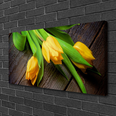 Tableaux sur toile Tulipes floral jaune vert