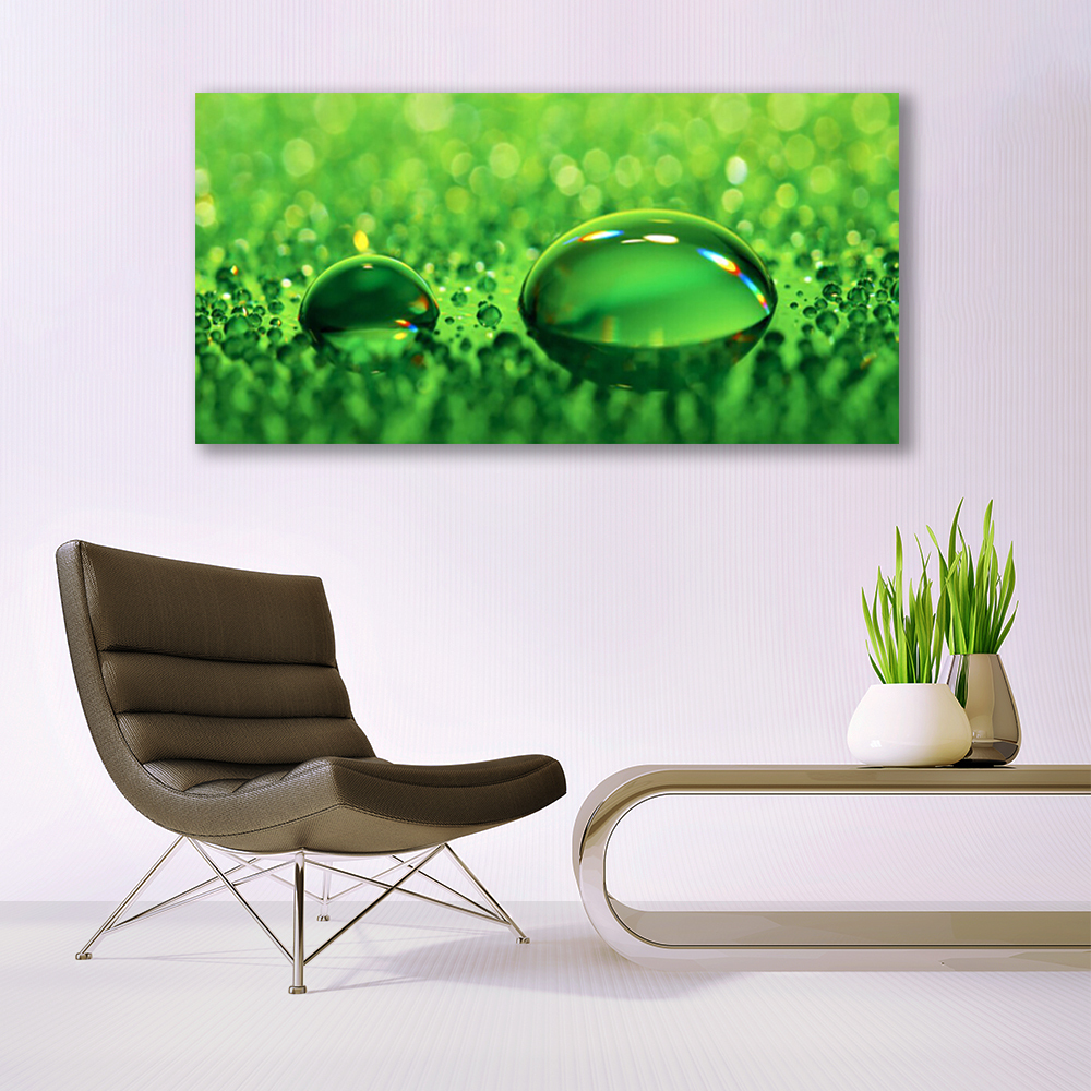 Tulup Tableau murale Impression sous verre 125x50 Feuille Rosée Gouttes